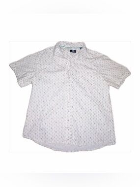 Havana Jim Men's Short-Sleeve White Button-Up Shirt with Subtle Micro Print